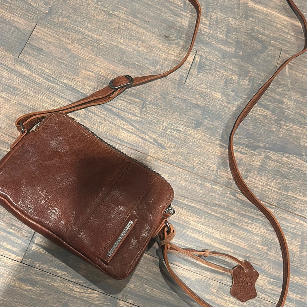 SPIKES & SPARROW Brown Leather Mini Crossbody